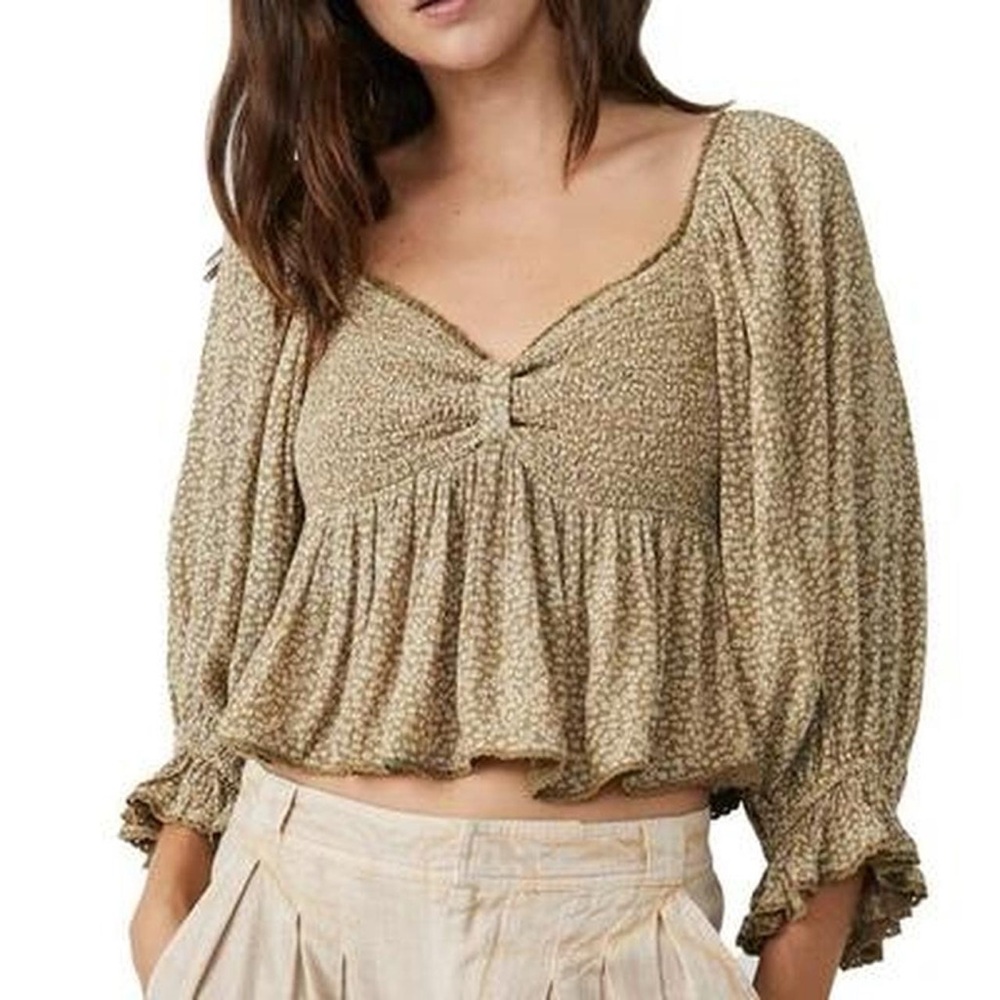 Free People floral blouse with ruffle details